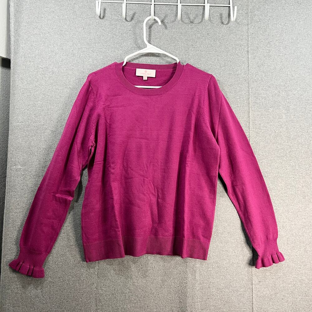 Laurie Felt Ruffle Long-Sleeve Pullover Sweater Boysenberry Size Medium